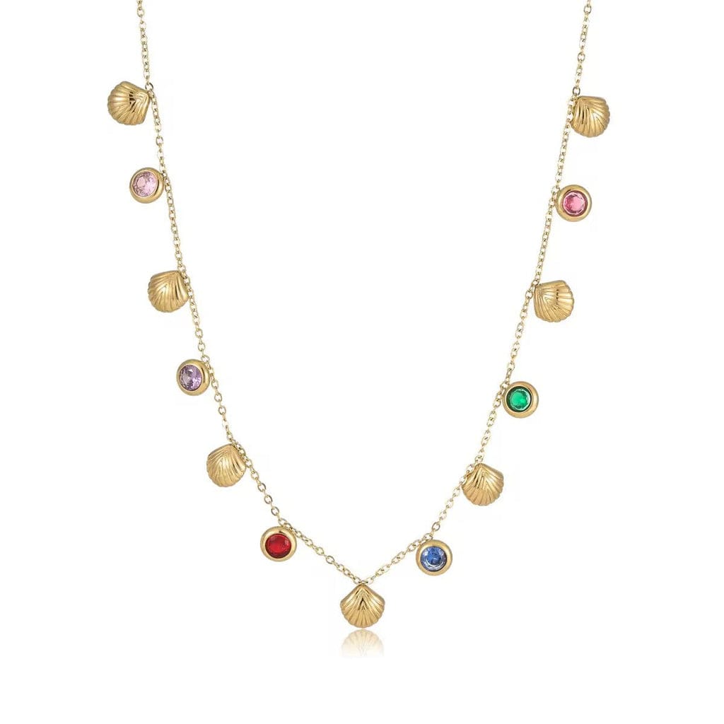 Golden Shell Gem Necklace