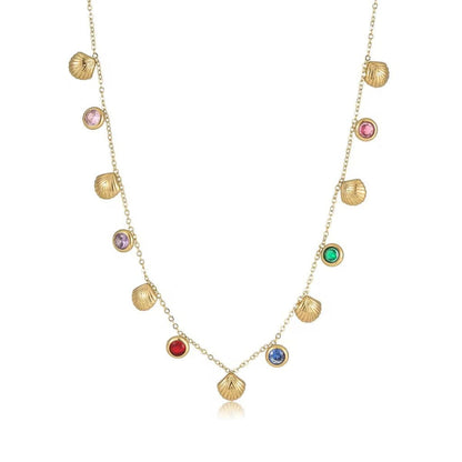 Golden Shell Gem Necklace